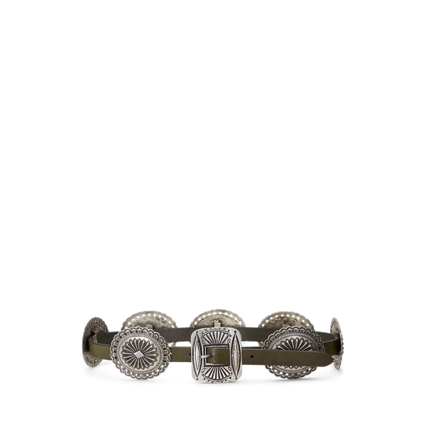 Polo Ralph Lauren Dark Brown Decorative Buckles Belt In Military