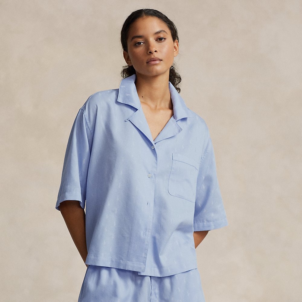 Ralph Lauren Allover Pony Short-sleeve Pyjama Set In Blue