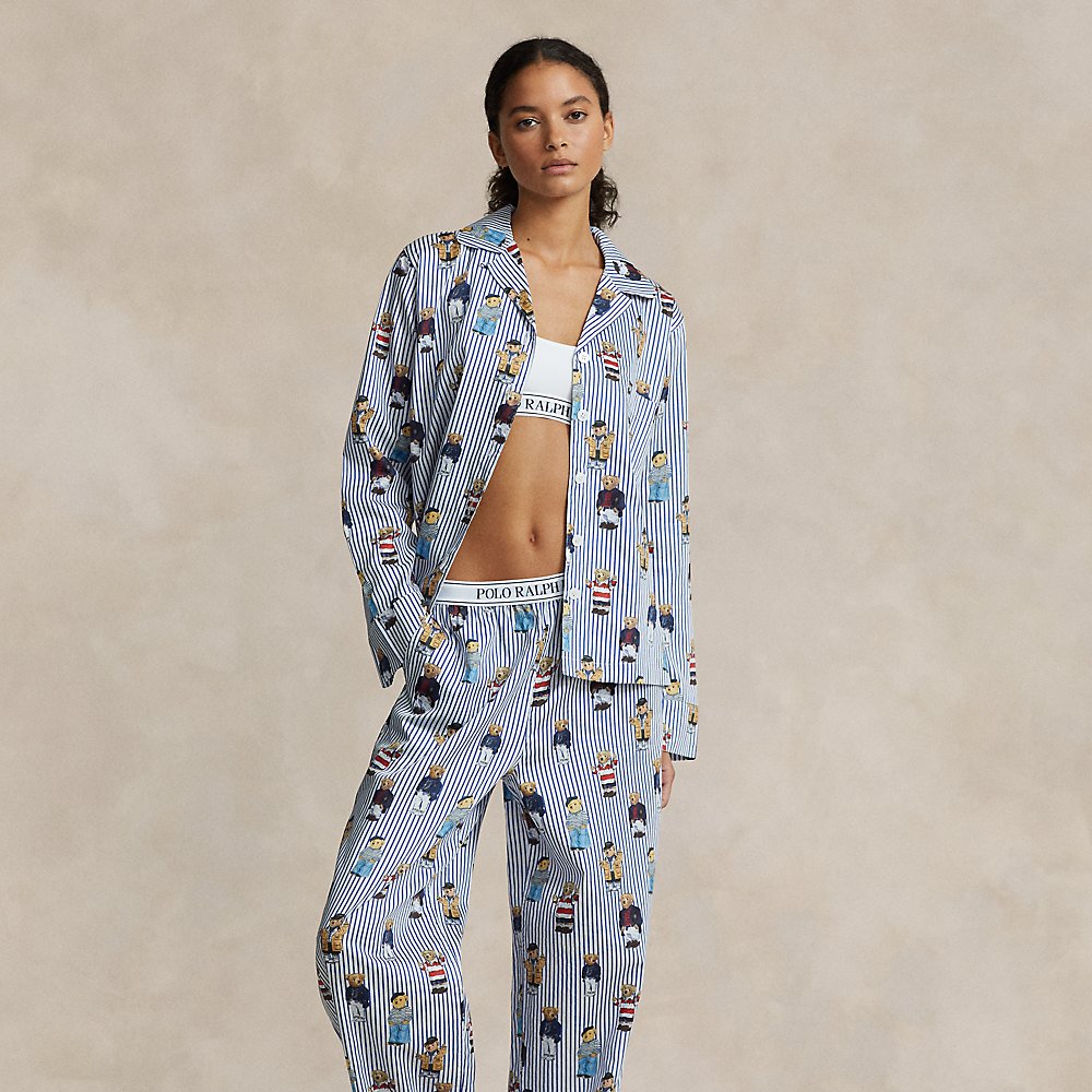 Ralph Lauren Polo Bear Long-sleeve Pajama Set In Nautical Bear