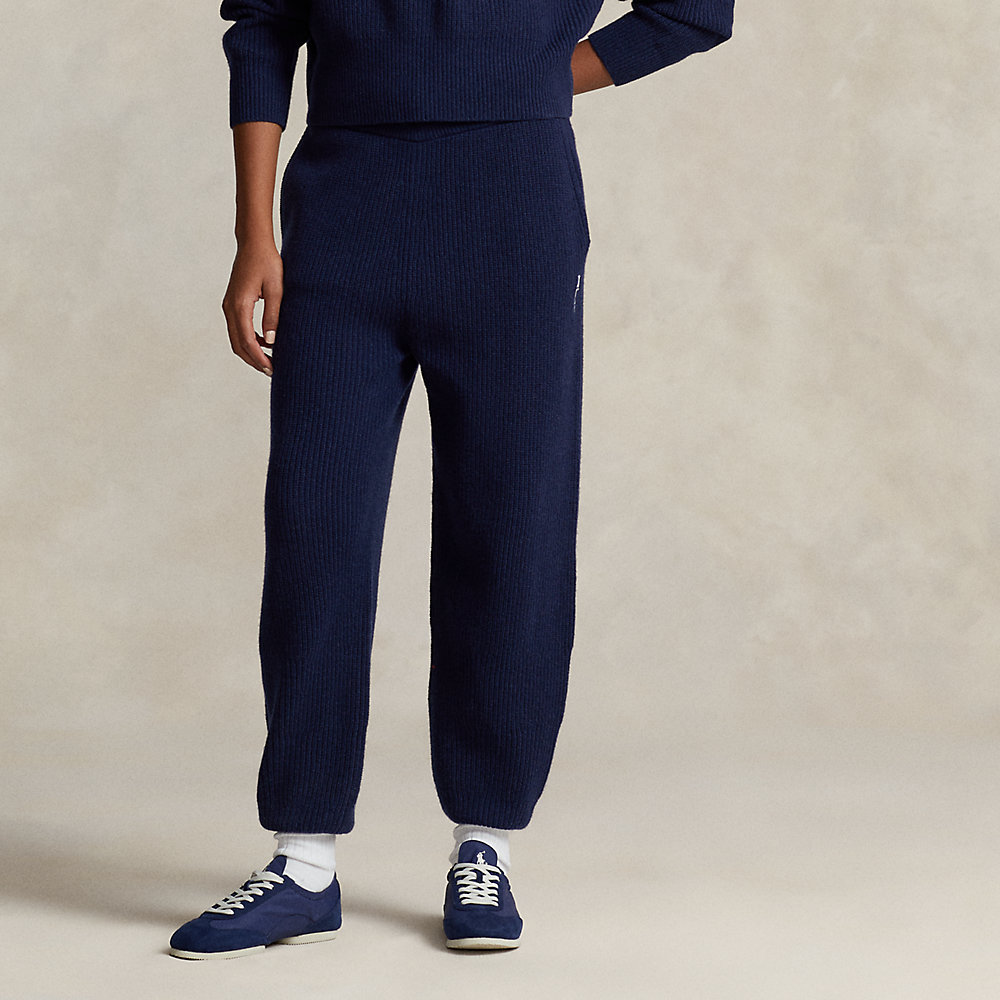 Ralph Lauren Rib-knit Cashmere-wool Sweater Pant In Refined Navy