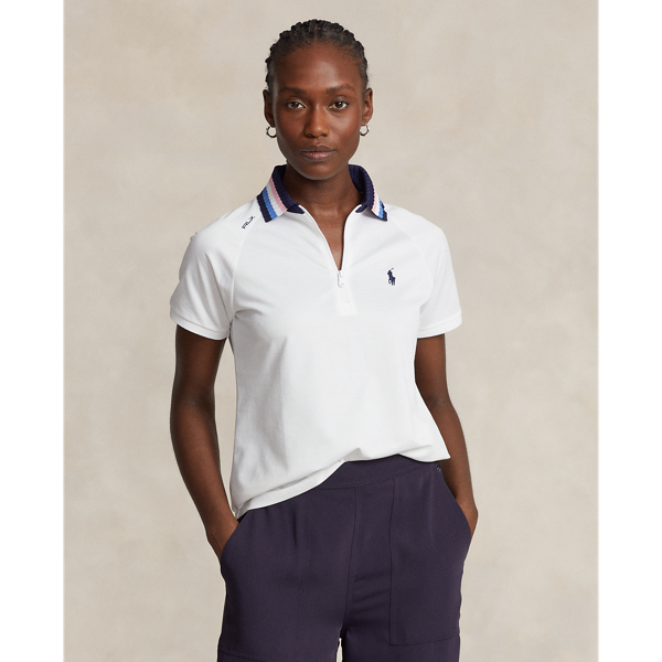 Rlx Golf Tailored Fit Quarter-zip Polo Shirt In Ceramic White Multi
