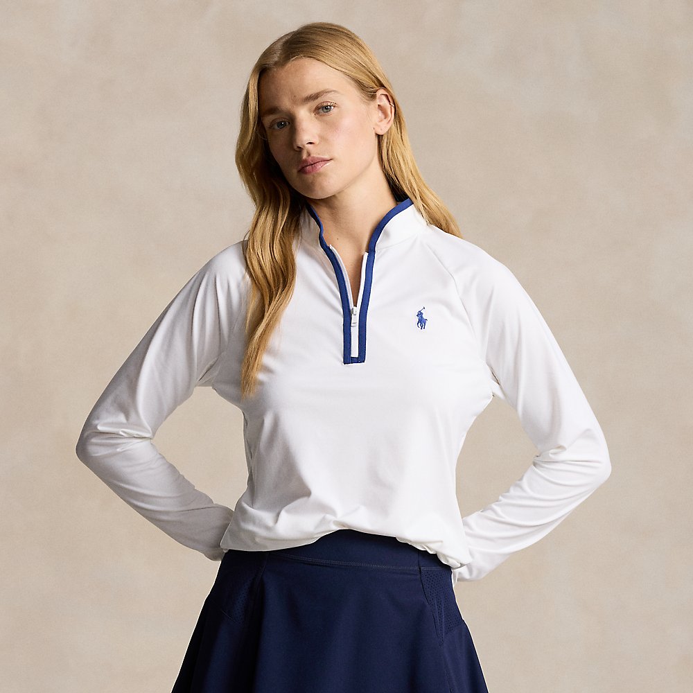 Rlx Golf Stretch Jersey Quarter-zip Pullover In White
