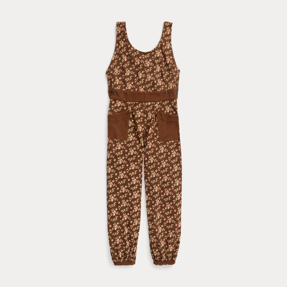 Rrl Floral Cotton-linen Jersey Dungaree In Brown