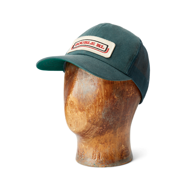 Double Rl Logo-patch Twill Trucker Cap In Green | ModeSens