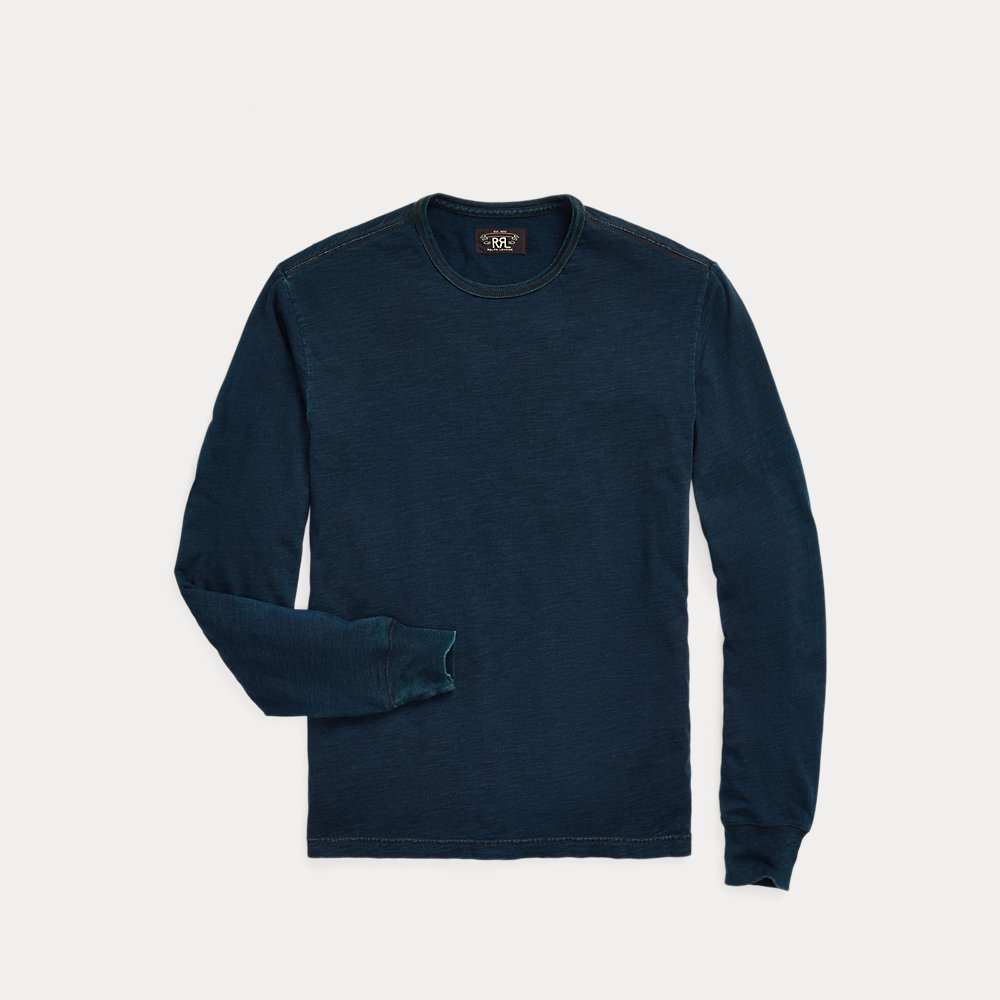 Shop Rrl Indigo Jersey Long-sleeve T-shirt In Blue