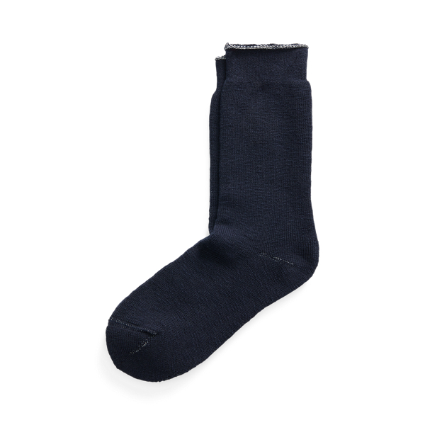 Double Rl Heathered Stretch Cotton-blend Socks In Navy