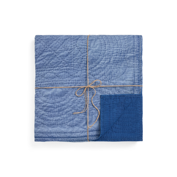 Shop Double Rl Hand-embroidered Indigo Quilt