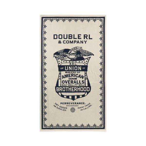 Shop Double Rl Shield-graphic Beach Towel In Navy/white
