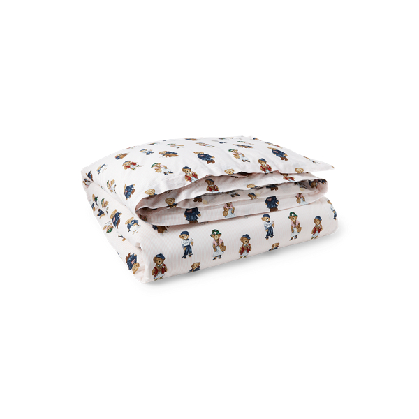 Polo Ralph Lauren Teddy Bear Stripe Duvet Set In Pink