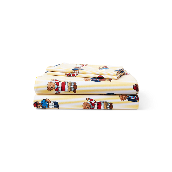 POLO RALPH LAUREN TEDDY BEAR STRIPE SHEET SET 