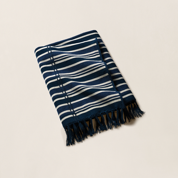 Polo Ralph Lauren Woodford Throw Blanket In True Navy/cream