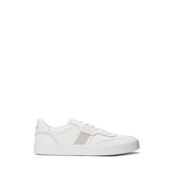 Shop Polo Sport Court Vulc Striped Trainer In White