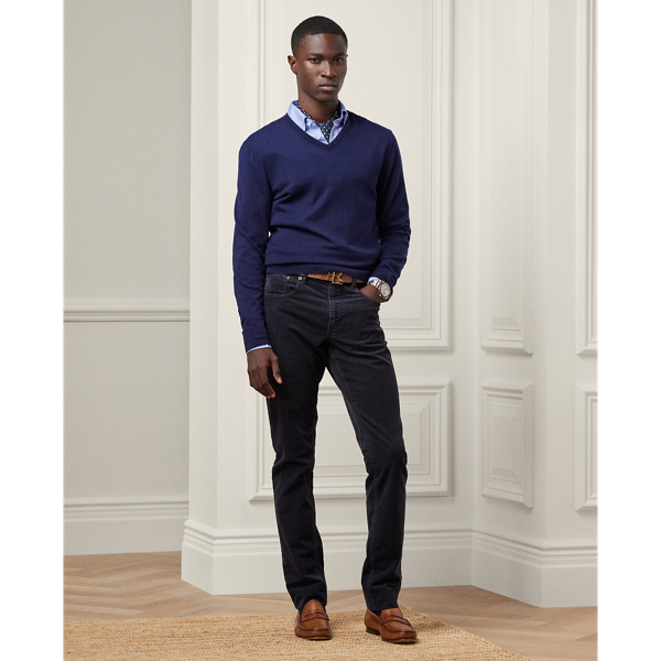 Ralph Lauren Slim Fit Stretch Corduroy Pant In Classic Chairman Navy