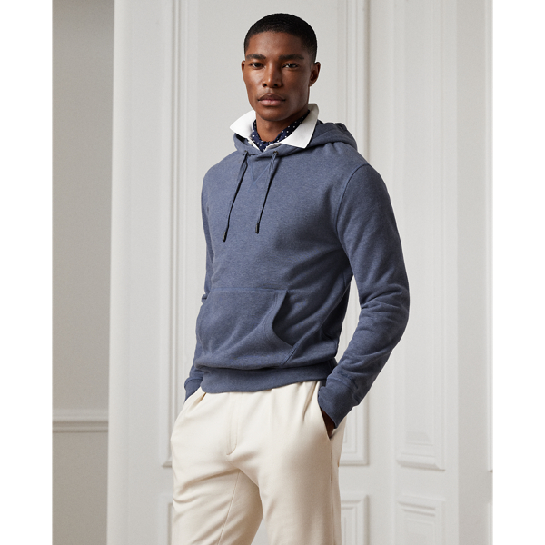 Ralph Lauren Purple Label Fleece Hoodie In Supply Blue Melange