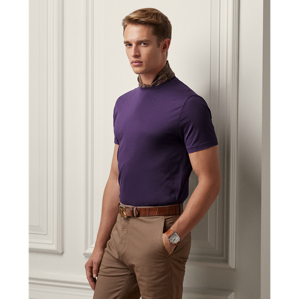 Ralph Lauren Purple Label Lisle Crewneck T-shirt In Purple Thistle