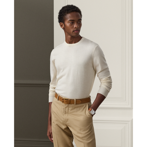 Ralph Lauren Purple Label Cashmere Crewneck Sweater In Classic Cream