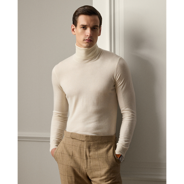 Shop Ralph Lauren Purple Label Cashmere Turtleneck Sweater In Classic Cream