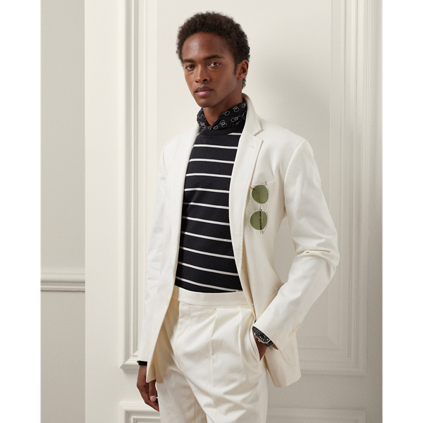 Ralph Lauren Purple Label Kent Hand-tailored Twill Suit Jacket In Off White