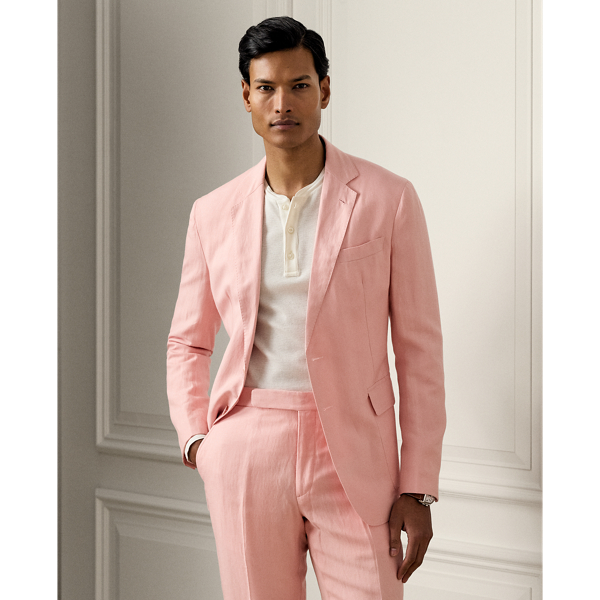 Ralph Lauren Purple Label Hadley Hand-tailored Silk-linen Jacket In Crystal Rose