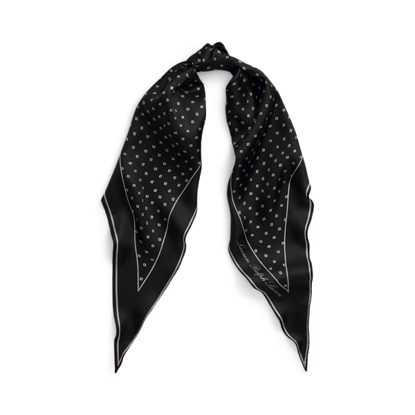 Shop Laurèn Geo-print Silk Twill Diamond Scarf In Black