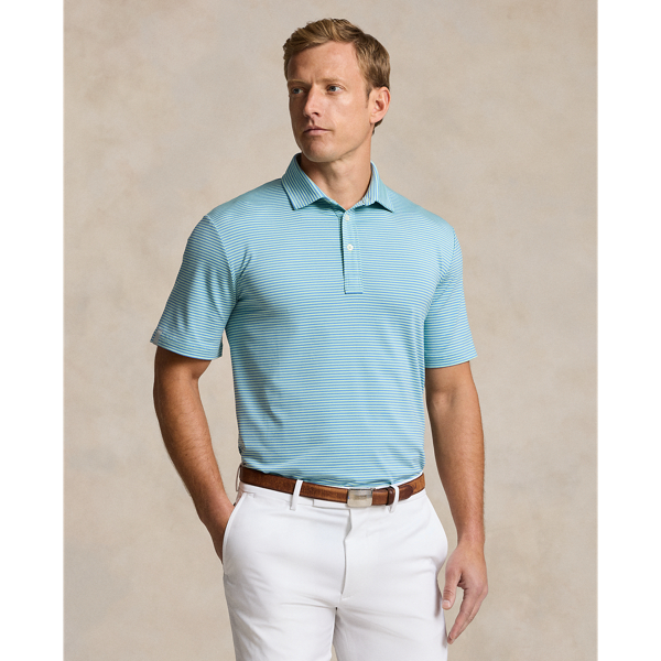 Shop Rlx Golf Classic Fit Performance Polo Shirt In Pastel Mint/summer Blue