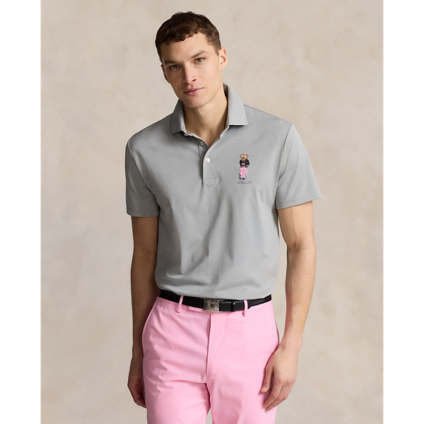 Rlx Golf Tailored Fit Polo Bear Polo Shirt In Andover Heather