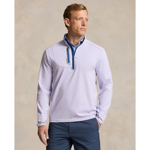 Shop Rlx Golf Classic Fit Luxury Jersey Pullover In Flower Purple