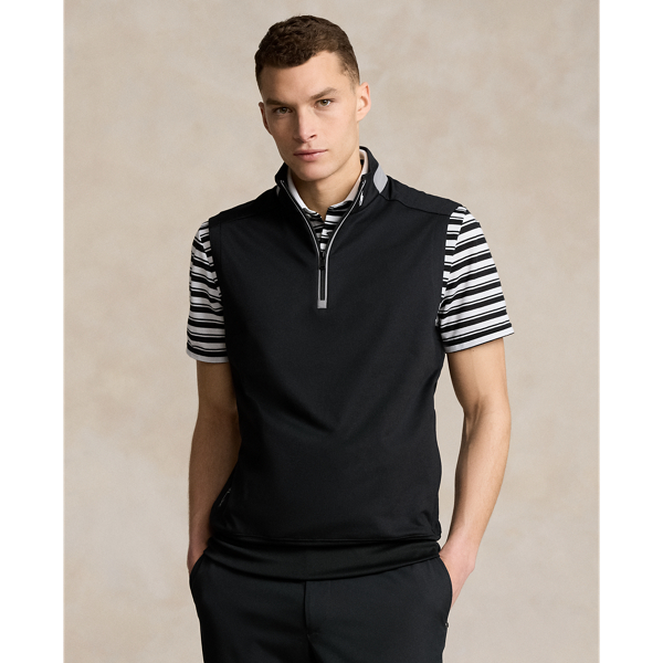 Rlx Golf Stretch Jersey Quarter-zip Vest In Polo Black