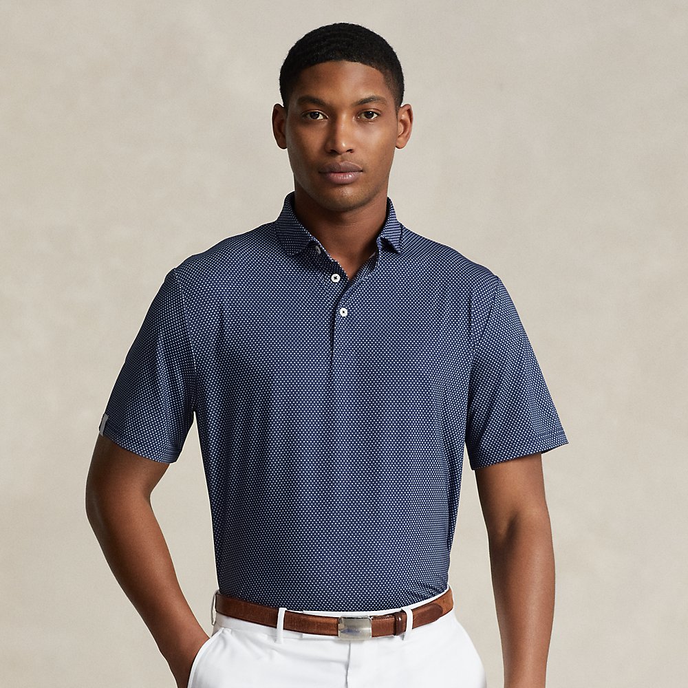 Rlx Golf Classic Fit Performance Polo Shirt In Refined Navy Pin Dot