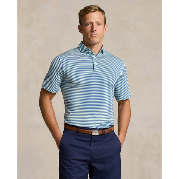 Shop Rlx Golf Classic Fit Striped Stretch Polo Shirt In Pastel Mint Multi