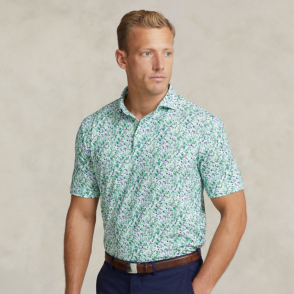 Shop Rlx Golf Classic Fit Performance Polo Shirt In Pastel Mint Mini Floral