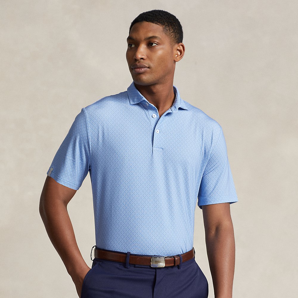 Shop Rlx Golf Classic Fit Performance Polo Shirt In Summer Blue Refined Tile