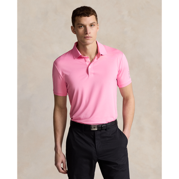 Rlx Golf Tailored Fit Performance Polo Shirt In Pink Flamingo
