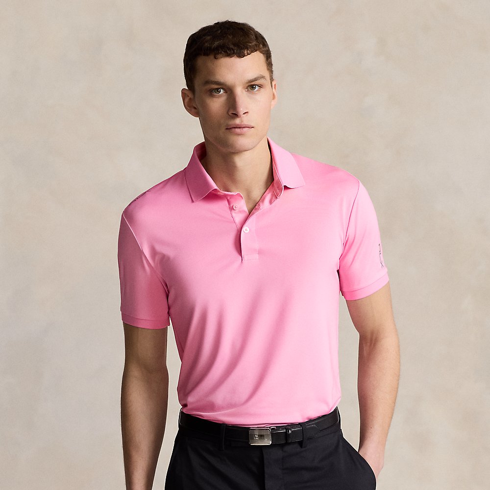 Rlx Golf Tailored Fit Performance Polo Shirt In Pink Flamingo