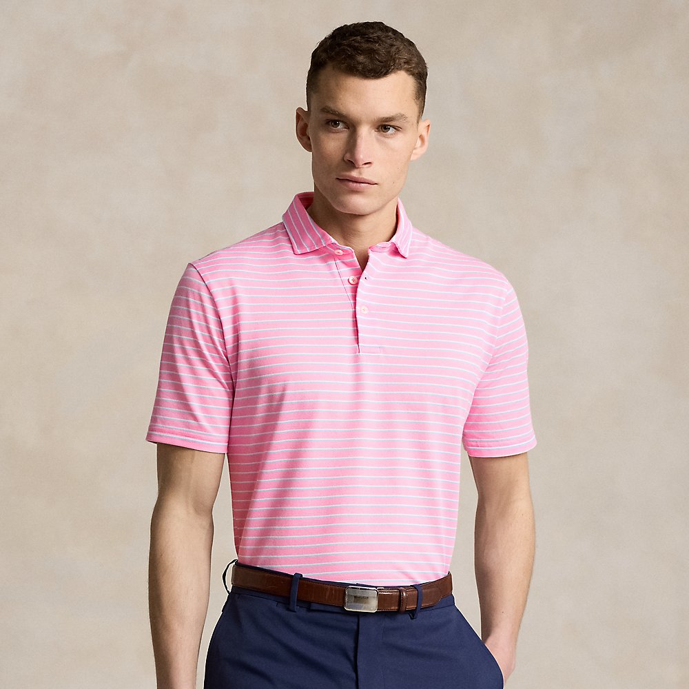 Rlx Golf Classic Fit Performance Mesh Polo Shirt In Pink Flamingo Multi