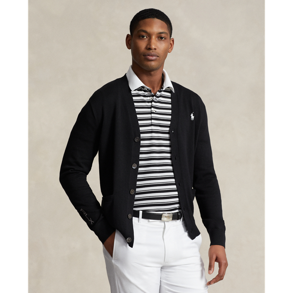 Rlx Golf Performance Cotton-blend Cardigan In Polo Black