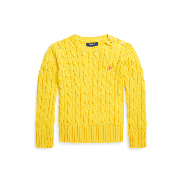 Shop Ralph Lauren Cable-knit Cotton Jumper In Yellow