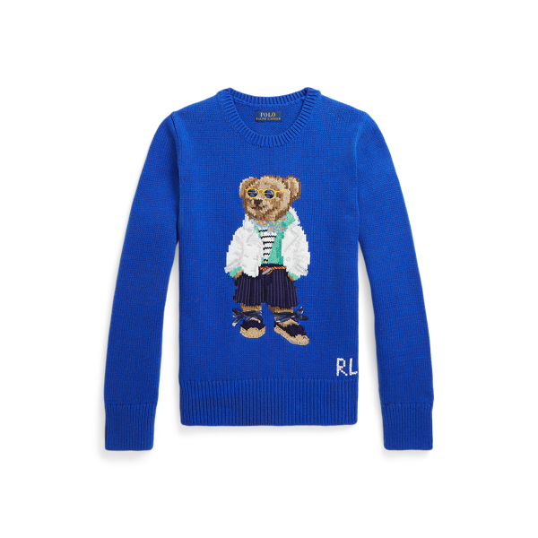 Shop Ralph Lauren Polo Bear Cotton-cashmere Jumper In Blue