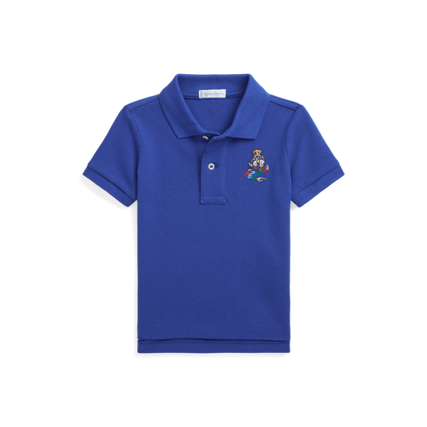 Shop Ralph Lauren Polo Bear Cotton Mesh Polo Shirt In Blue