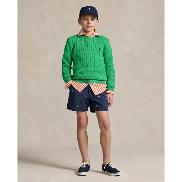 Shop Polo Ralph Lauren Polo Prepster Embroidered Chino Short In Newport Navy Aoe