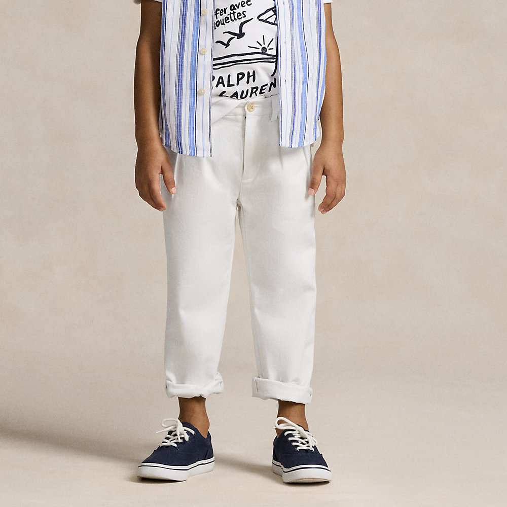 Polo Ralph Lauren Kids' Big Boys Whitman Relaxed Fit Pleated Chino Pants In Deckwash White