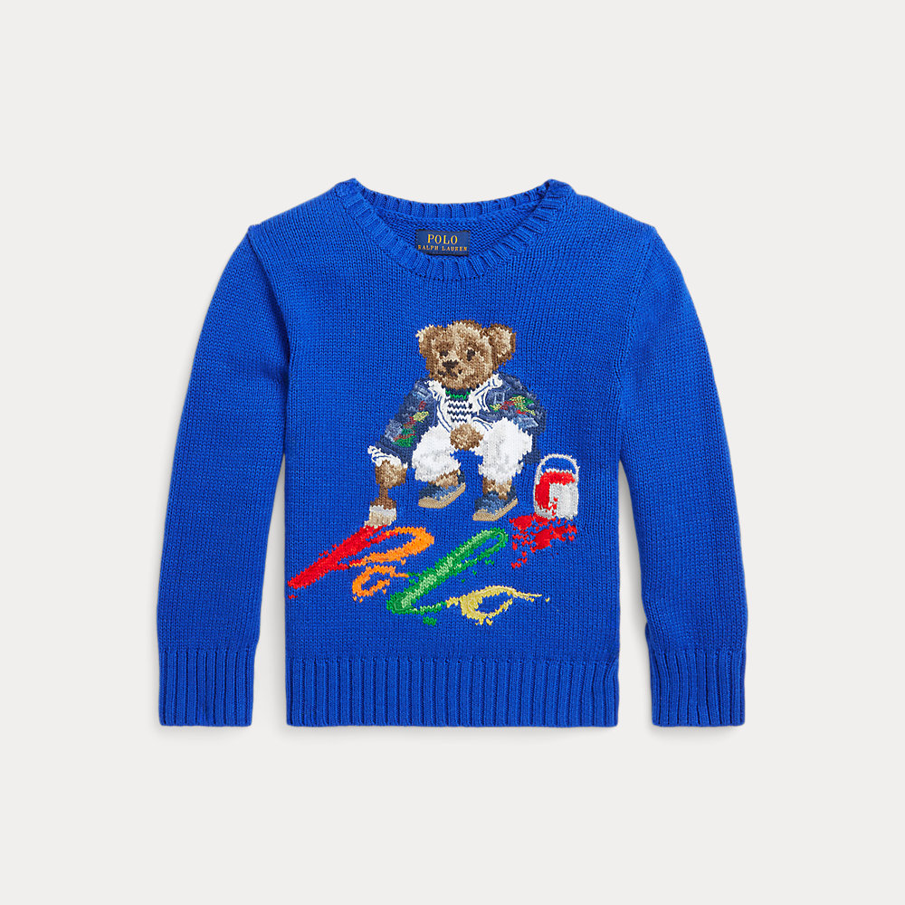 Shop Ralph Lauren Polo Bear Cotton Jumper In Blue