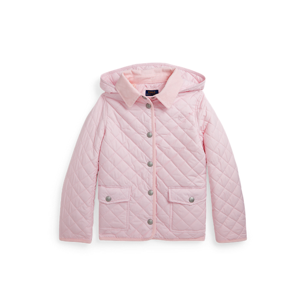 Polo Ralph Lauren Girl's Audrey Quilted Collared Jacket In Hint Of Pink