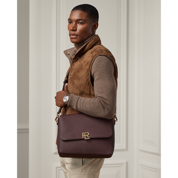 Sac coursier RL en vachette chagrin - Purple Label - Modalova