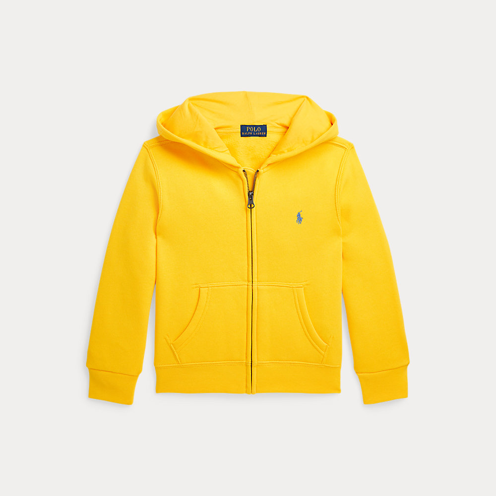 Shop Ralph Lauren Fleece Full-zip Hoodie In Yellow