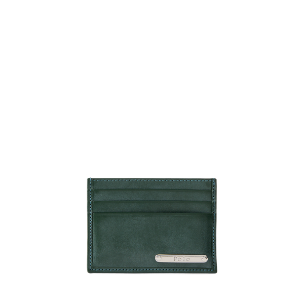 Polo Ralph Lauren Wimbledon Leather Card Case In Green