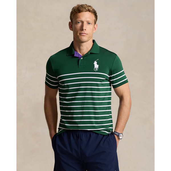 Part of our collection celebrating Wimbledon 2025, this unisex Custom Slim Fit Polo shirt was designed exclusively for the tournament's official greensperson uniform. It is made from striped stretch jersey, which wicks away moisture to help keep you cool and comfortable.