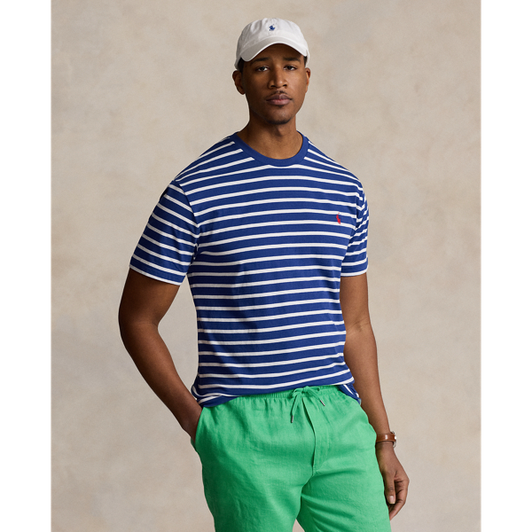 Polo Ralph Lauren Striped Cotton T-shirt In Beach Royal/white