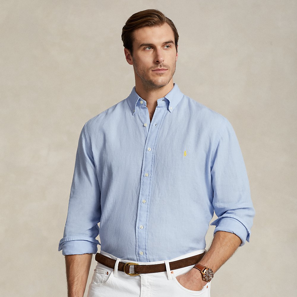 Polo Ralph Lauren Lightweight Linen Shirt In Blue Hyacinth