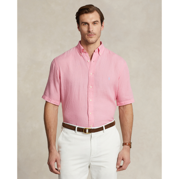 Ralph lauren men's 2024 pink linen shirt